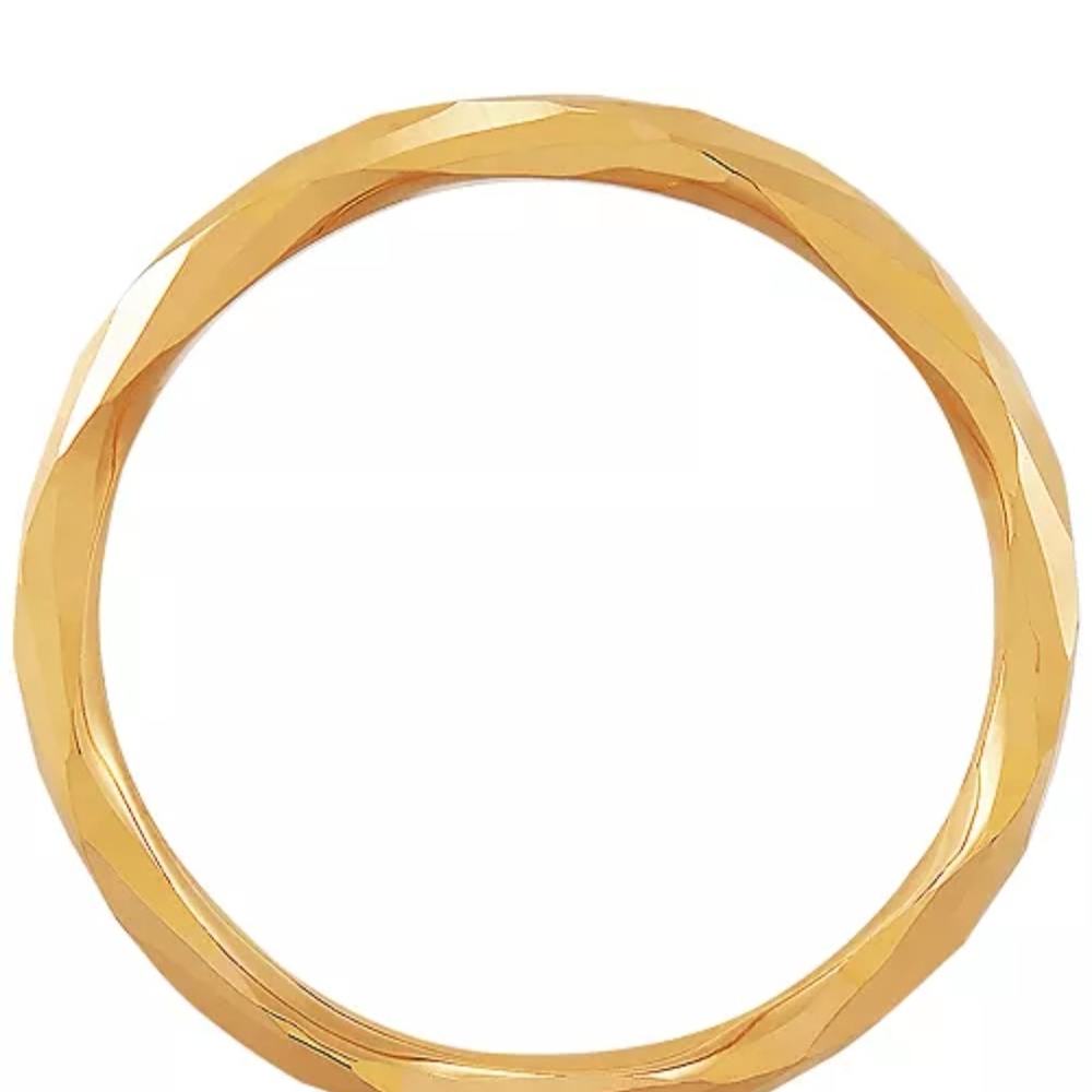 Stylish Faceted Yellow Gold-Tone Stackable Ring